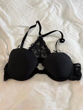 Lace Back Black Push-Up Bra - Women Intimates